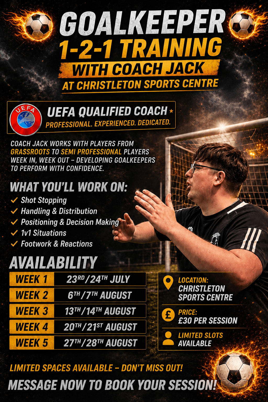 Goalkeeper 1-2-1 Training with Coach Jack